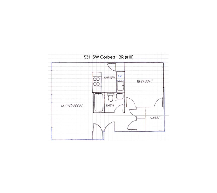 apartment rental floorplan SW Portland 5311 SW Corbett